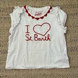 St Barth Girls White and Red Ruffle Top